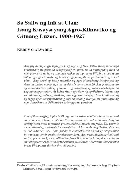 Sa Saliw ng Init at Ulan: Isang Kasaysayang Agro.